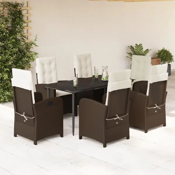 Gossi set mobilier de gradina cu perne, 7 piese, maro, poliratan