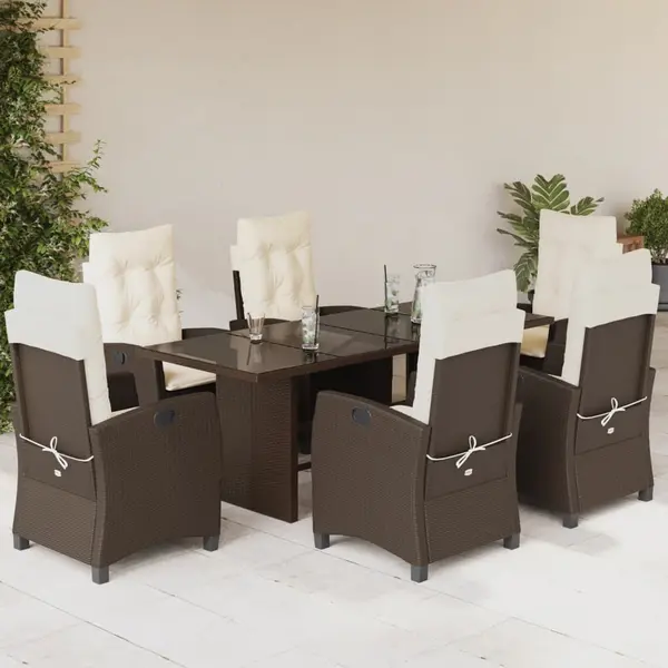 Gossi set mobilier de gradina cu perne, 7 piese, maro, poliratan