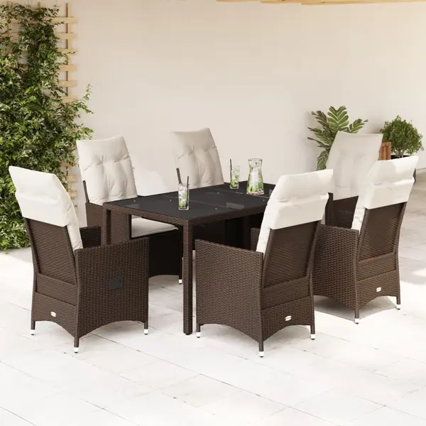 Gossi set mobilier de gradina cu perne, 7 piese, maro, poliratan