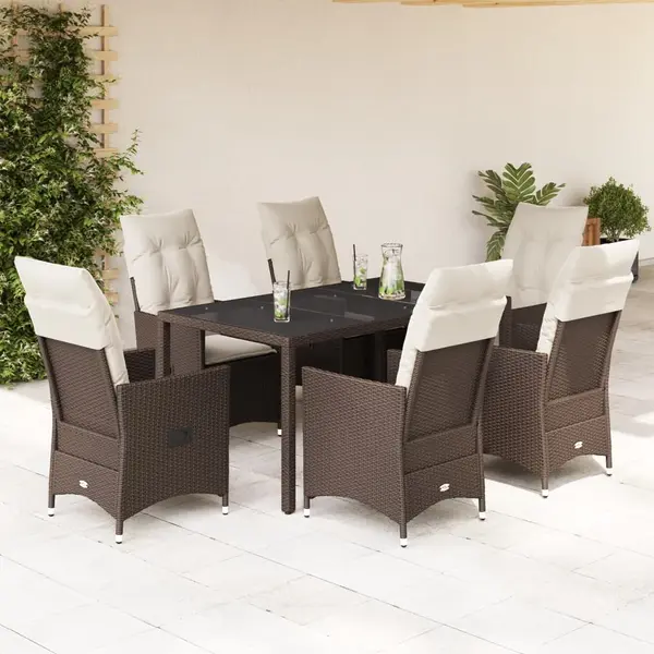 Gossi set mobilier de gradina cu perne, 7 piese, maro, poliratan