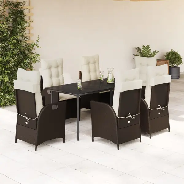 Gossi set mobilier de gradina cu perne, 7 piese, maro, poliratan