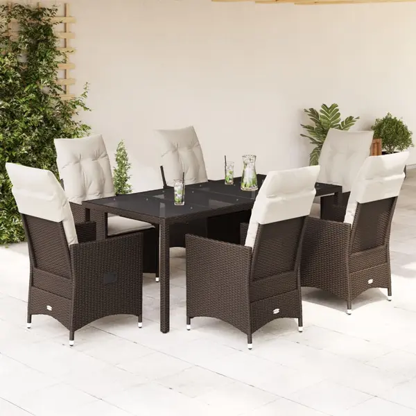 Gossi set mobilier de gradina cu perne, 7 piese, maro, poliratan