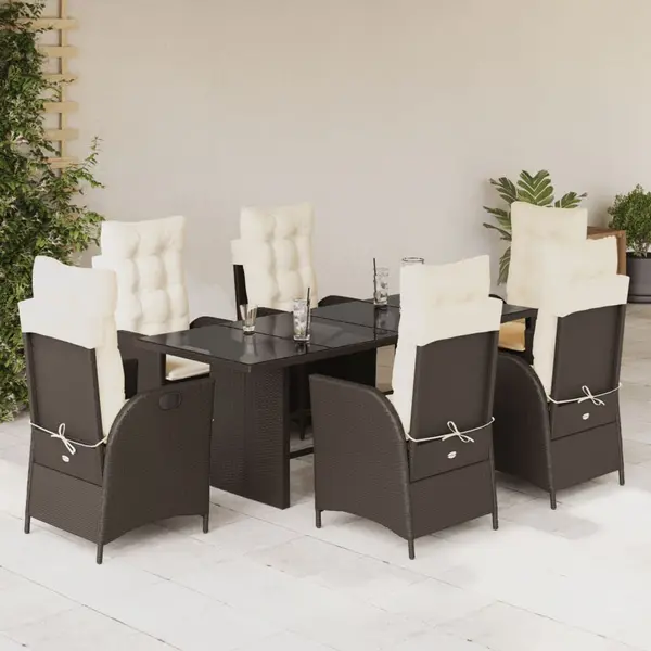 Gossi set mobilier de gradina cu perne, 7 piese, maro, poliratan