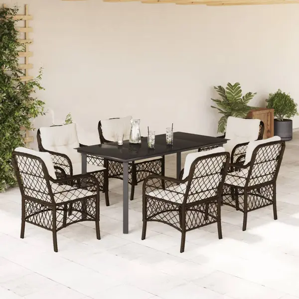 Gossi set mobilier de gradina cu perne, 7 piese, maro, poliratan