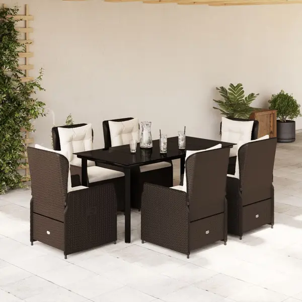 Gossi set mobilier de gradina cu perne, 7 piese, maro, poliratan