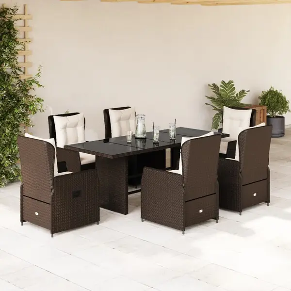 Gossi set mobilier de gradina cu perne, 7 piese, maro, poliratan
