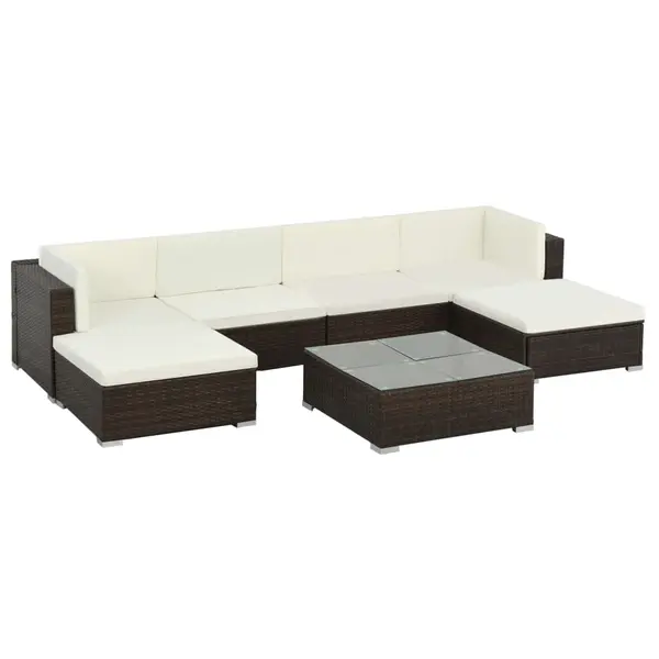 Gossi set mobilier de gradina cu perne, 7 piese, maro, poliratan
