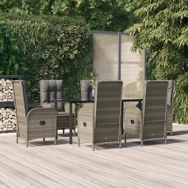 Gossi set mobilier de gradina cu perne, 7 piese, negru/gri, poliratan