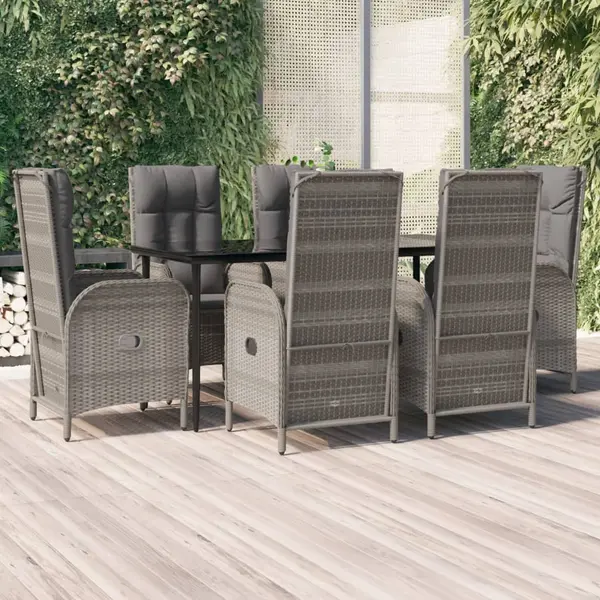 Gossi set mobilier de gradina cu perne, 7 piese, negru/gri, poliratan