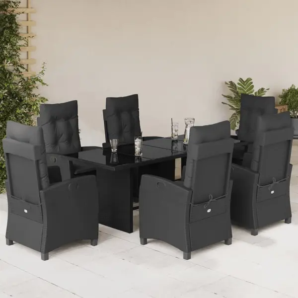 Gossi set mobilier de gradina cu perne, 7 piese, negru, poliratan