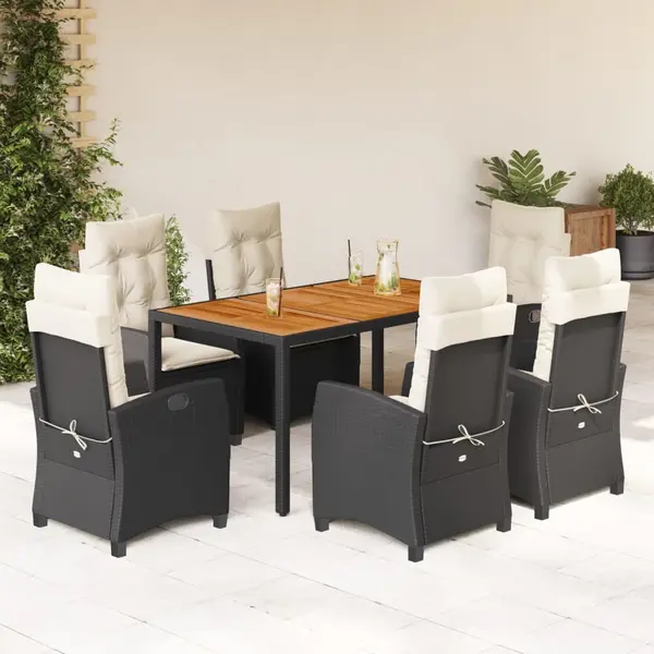 Gossi set mobilier de gradina cu perne, 7 piese, negru, poliratan