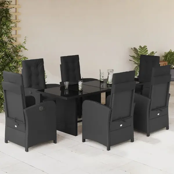 Gossi set mobilier de gradina cu perne, 7 piese, negru, poliratan
