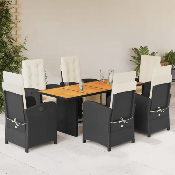 Gossi set mobilier de gradina cu perne, 7 piese, negru, poliratan