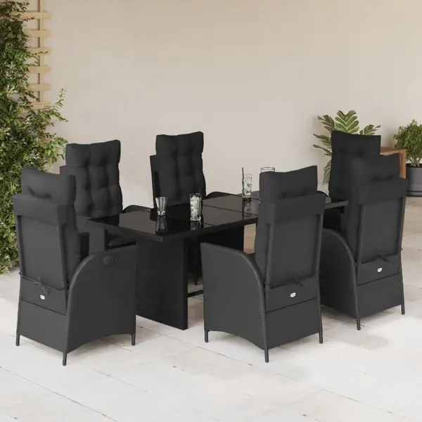 Gossi set mobilier de gradina cu perne, 7 piese, negru, poliratan