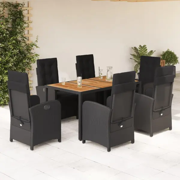 Gossi set mobilier de gradina cu perne, 7 piese, negru, poliratan