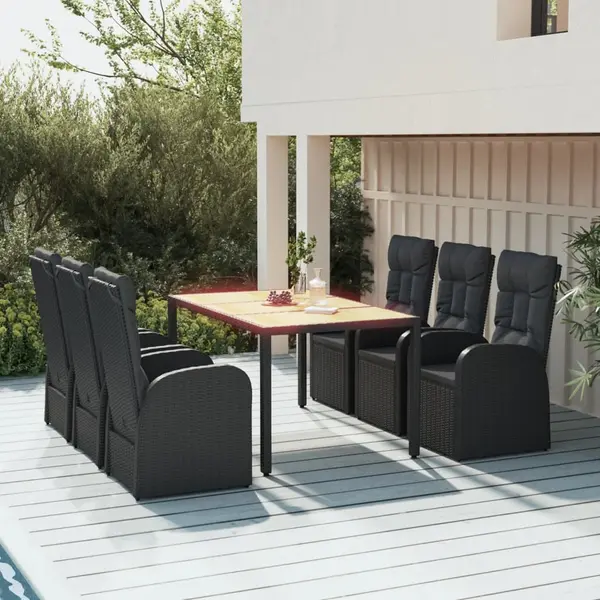 Gossi set mobilier de gradina cu perne, 7 piese, negru, poliratan