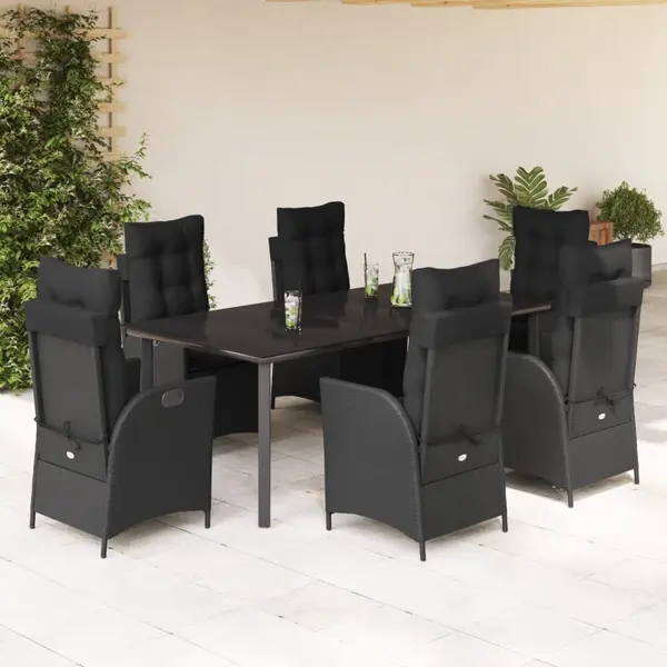 Gossi set mobilier de gradina cu perne, 7 piese, negru, poliratan