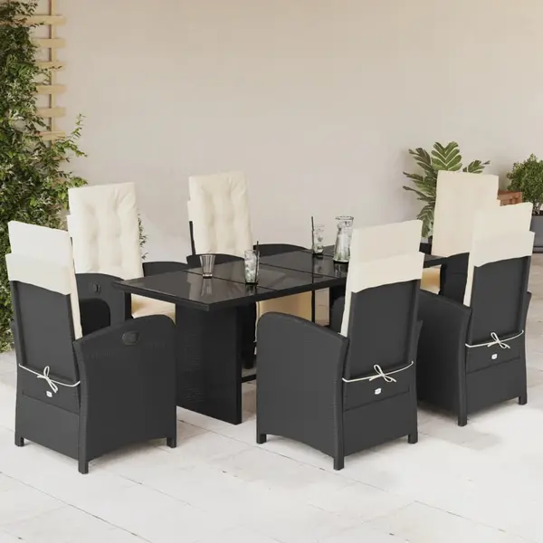 Gossi set mobilier de gradina cu perne, 7 piese, negru, poliratan