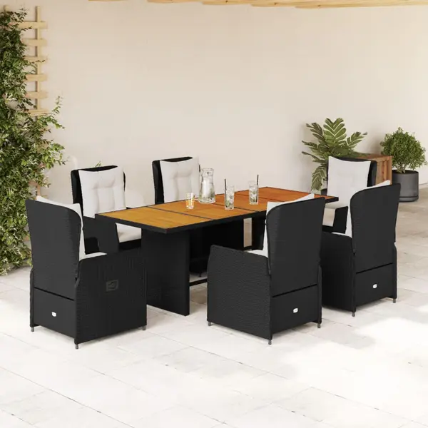 Gossi set mobilier de gradina cu perne, 7 piese, negru, poliratan
