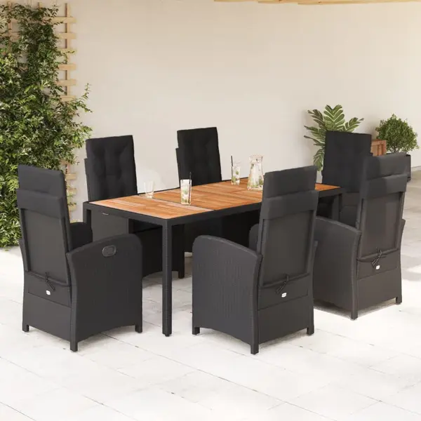 Gossi set mobilier de gradina cu perne, 7 piese, negru, poliratan