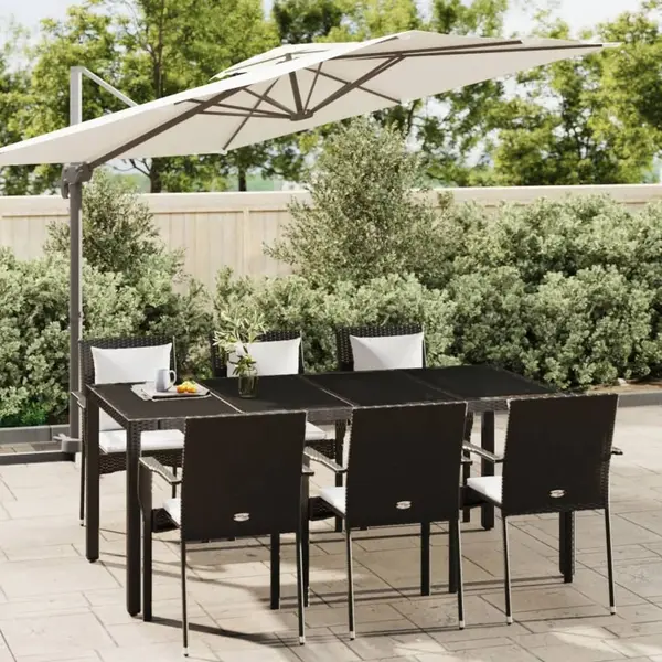 Gossi set mobilier de gradina cu perne, 7 piese, negru, poliratan