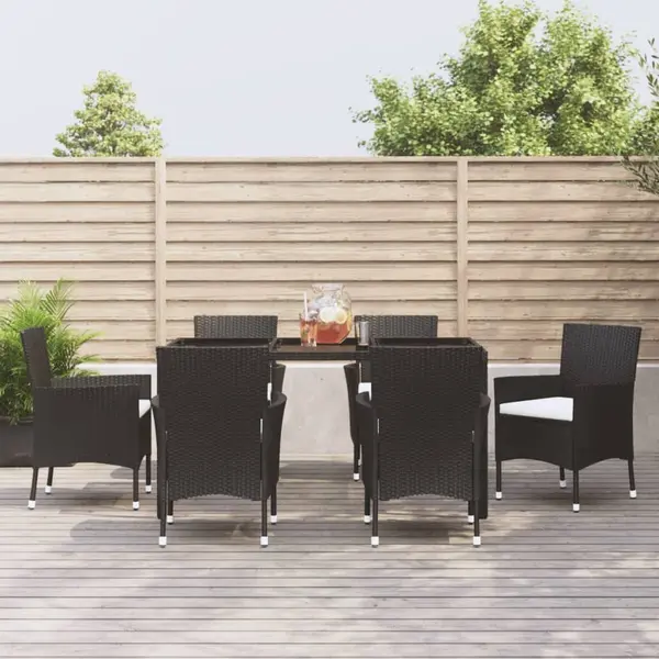 Gossi set mobilier de gradina cu perne, 7 piese, negru, poliratan