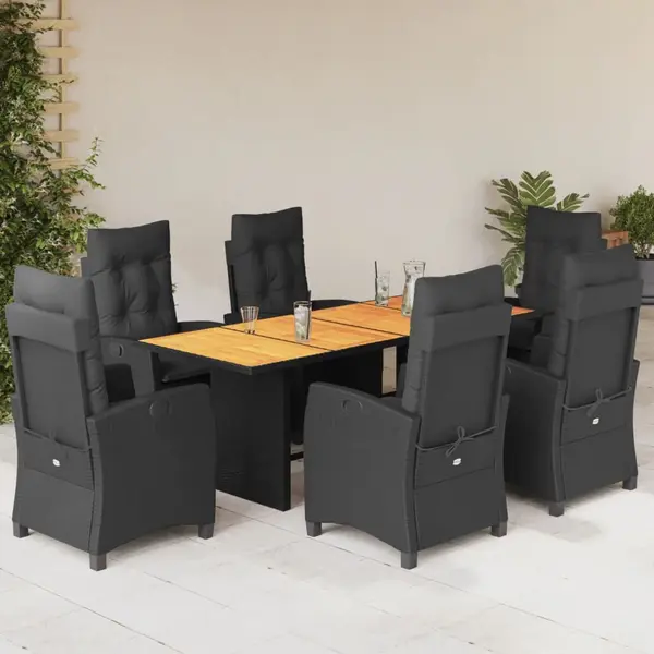 Gossi set mobilier de gradina cu perne, 7 piese, negru, poliratan