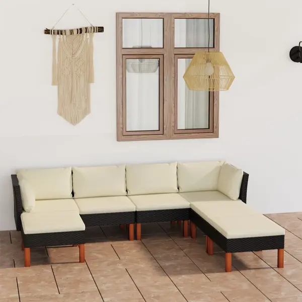 Gossi set mobilier de gradina cu perne, 7 piese, negru, poliratan