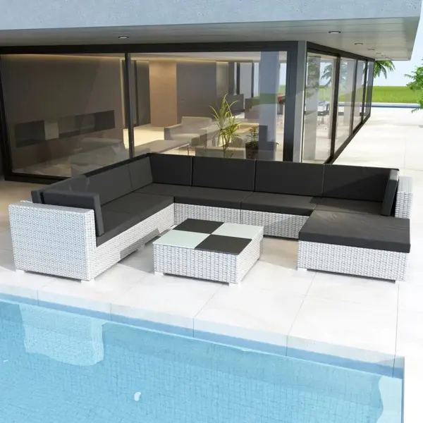 Gossi set mobilier de gradina cu perne, 8 piese, alb, poliratan