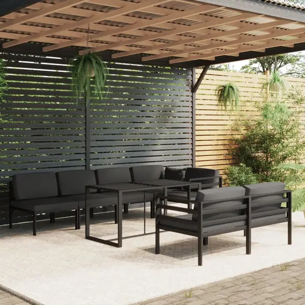 Gossi set mobilier de gradina cu perne, 8 piese, antracit, aluminiu