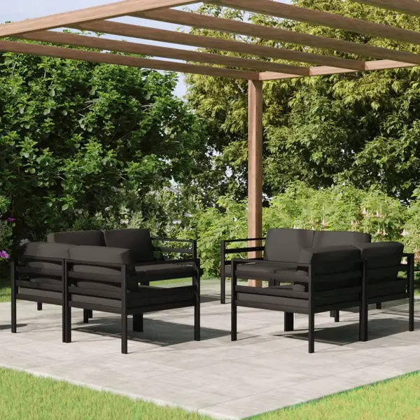 Gossi set mobilier de gradina cu perne, 8 piese, antracit, aluminiu