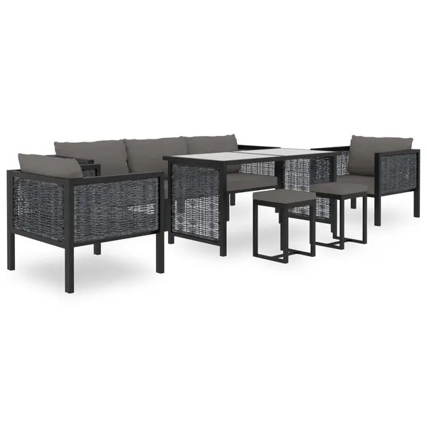 Gossi set mobilier de gradina cu perne, 8 piese, antracit, poliratan