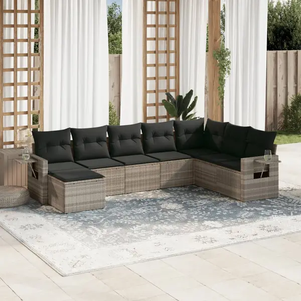 Gossi set mobilier de gradina cu perne, 8 piese gri deschis poliratan