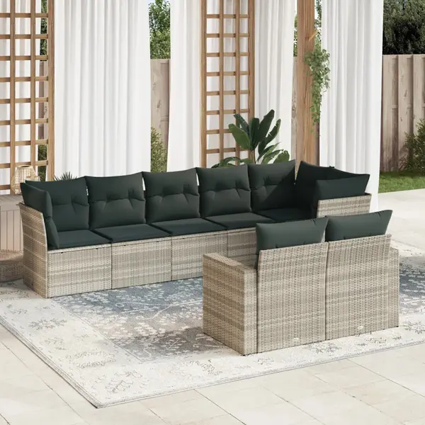 Gossi set mobilier de gradina cu perne, 8 piese gri deschis poliratan