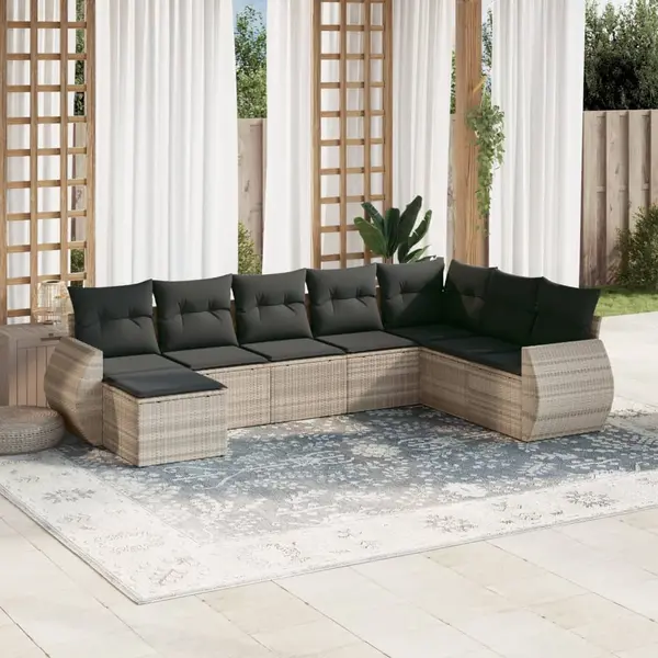 Gossi set mobilier de gradina cu perne, 8 piese gri deschis poliratan
