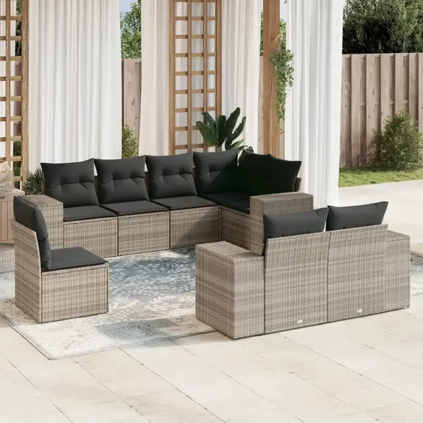Gossi set mobilier de gradina cu perne, 8 piese gri deschis poliratan