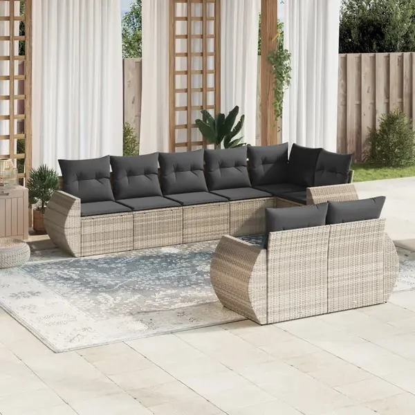 Gossi set mobilier de gradina cu perne, 8 piese gri deschis poliratan