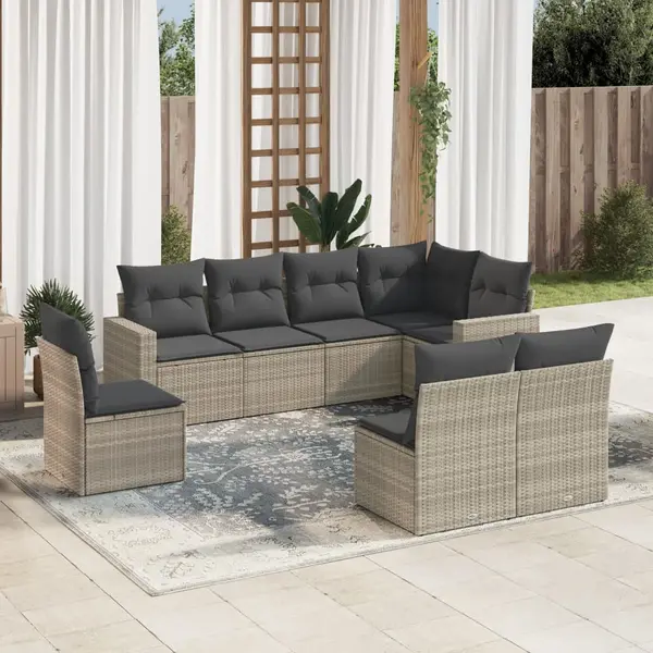 Gossi set mobilier de gradina cu perne, 8 piese gri deschis poliratan