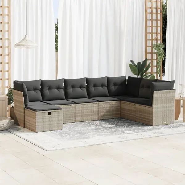 Gossi set mobilier de gradina cu perne, 8 piese gri deschis poliratan