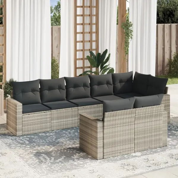 Gossi set mobilier de gradina cu perne, 8 piese gri deschis poliratan