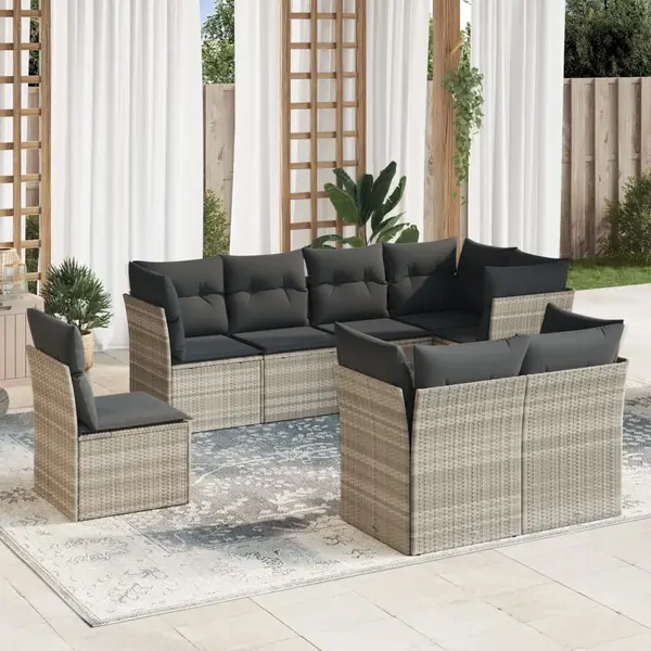Gossi set mobilier de gradina cu perne, 8 piese gri deschis poliratan