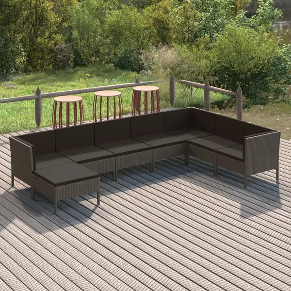 Gossi set mobilier de gradina cu perne, 8 piese, gri, poliratan