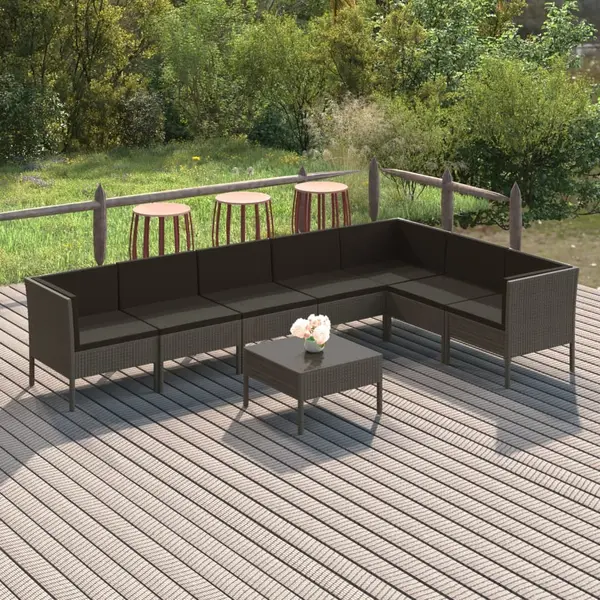 Gossi set mobilier de gradina cu perne, 8 piese, gri, poliratan