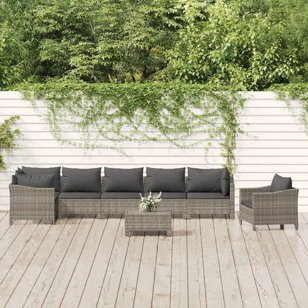 Gossi set mobilier de gradina cu perne, 8 piese, gri, poliratan