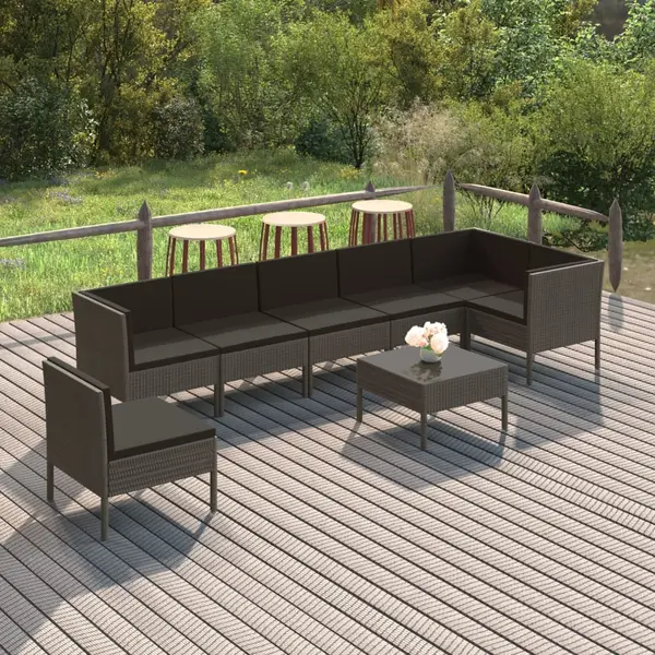 Gossi set mobilier de gradina cu perne, 8 piese, gri, poliratan