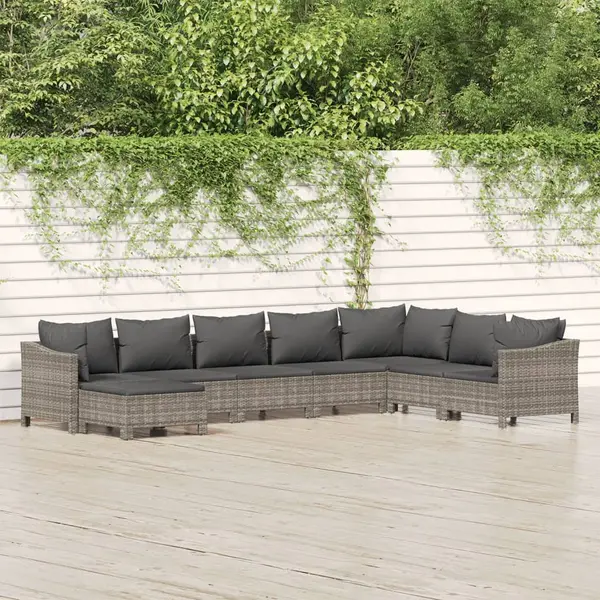 Gossi set mobilier de gradina cu perne, 8 piese, gri, poliratan