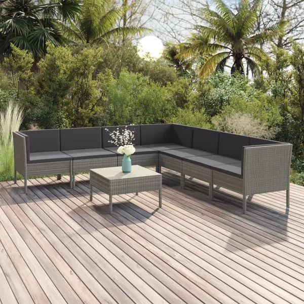 Gossi set mobilier de gradina cu perne, 8 piese, gri, poliratan