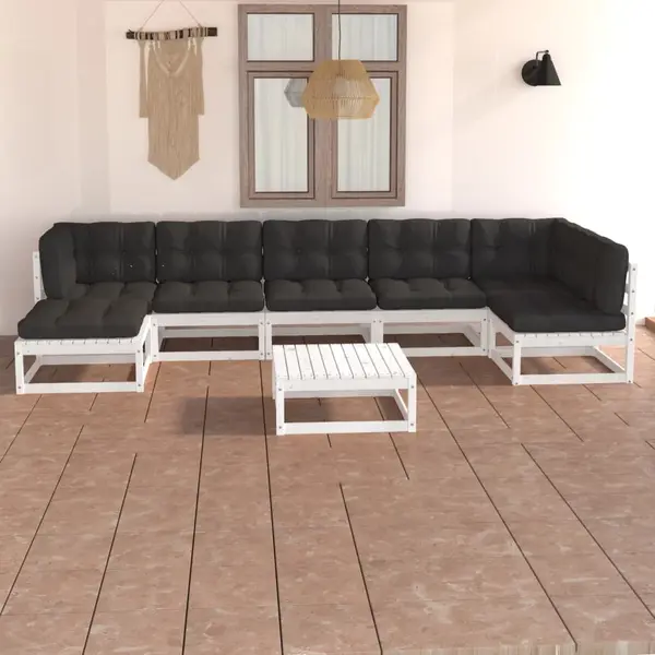 Gossi set mobilier de gradina cu perne, 8 piese, lemn masiv de pin