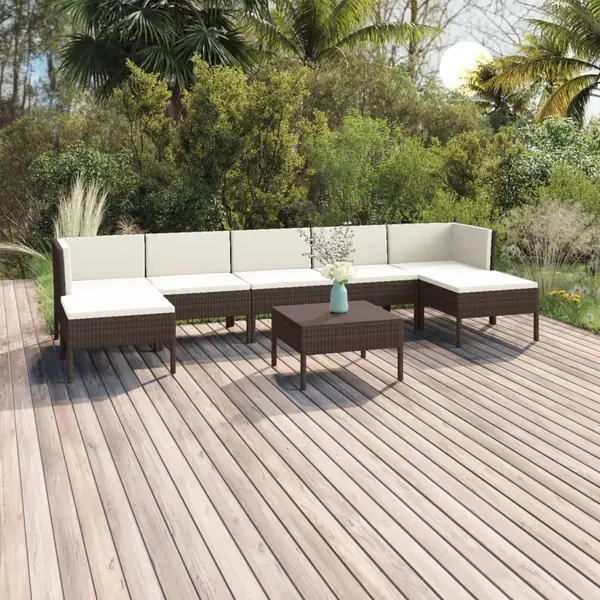 Gossi set mobilier de gradina cu perne, 8 piese, maro, poliratan