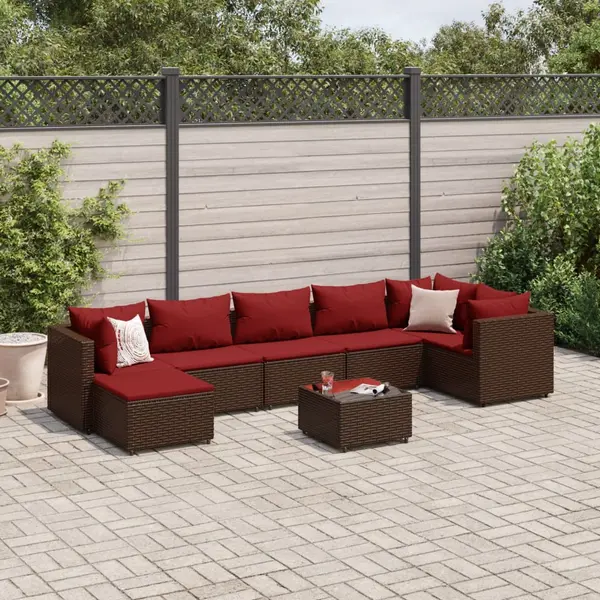 Gossi set mobilier de gradina cu perne, 8 piese, maro, poliratan